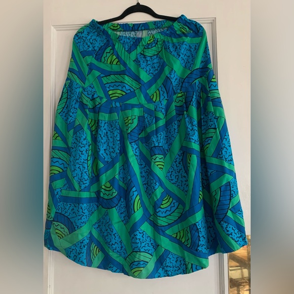 Vtg 80s Private Club Top Skirt Set Multicolor Lg Green Blue Turquoise Retro - Picture 15 of 15